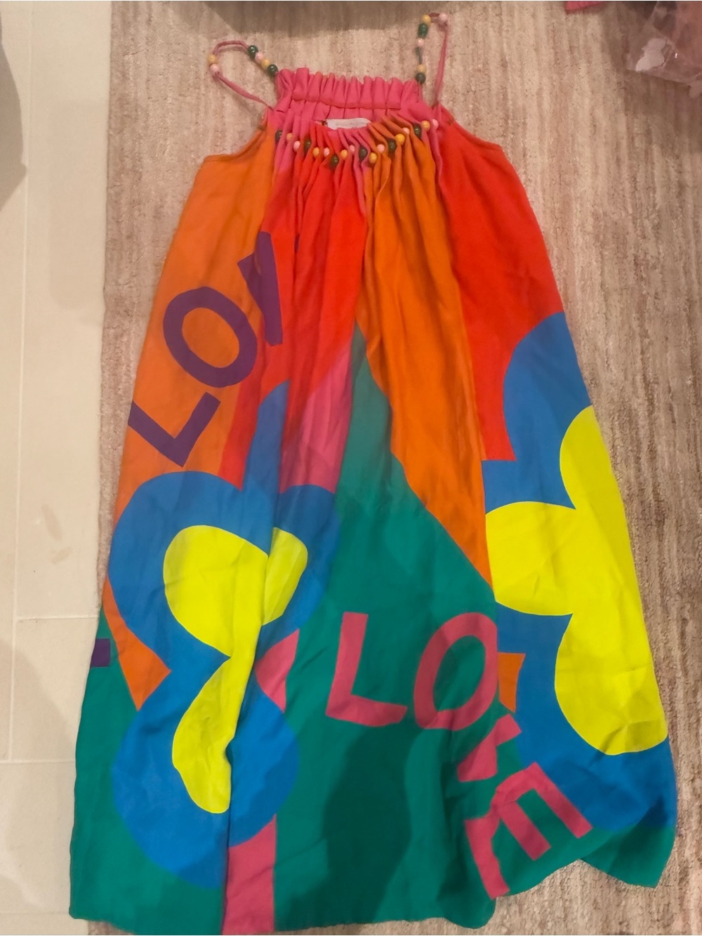 Stella McCartney Kids Pink and Orange Ruffled Dress